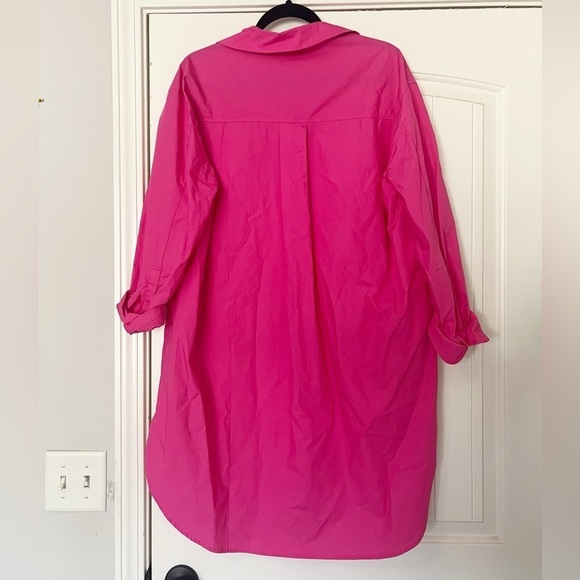 English Factory Classic Collared Shirt Dress Fuchsia Pink - Picture 6 of 9